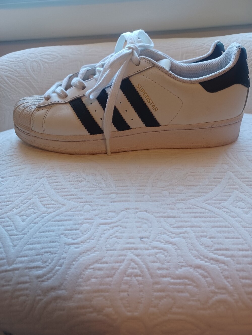 Women's ADIDAS Superstar Black White Shoes Sneakers Size 7 - Picture 4 of 7